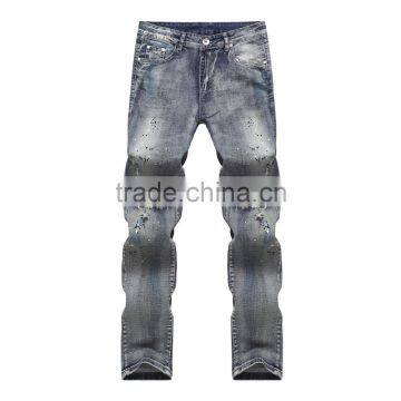 2016 new Casual men's fashion men's jeans brand new personality male personality hole jeans pants