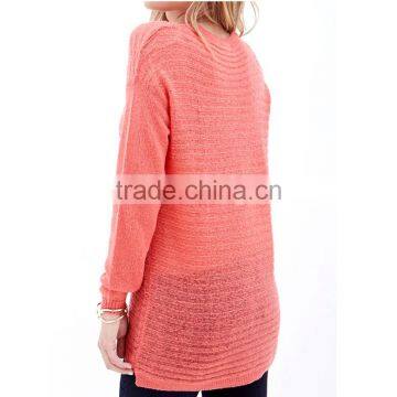 Custom Long Sleeve Rib Knit Hem Crew Neck Sweater Knitted Sweater Women photo-2