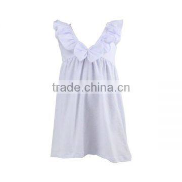 New Fashionable Boutique Kids Clothing Solid White Baby Gown Dress With Flutter Collar Ruffle Girl Backless Dress photo-2
