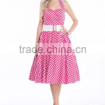 Women's Vintage Rockabilly Swing 1950's Evening Party Dress With Belt photo-2
