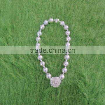 Children Plastic Necklace Girl Party Pearl Necklace With Rose photo-3