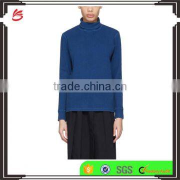 Custom Made Rib Knit Stretch Cotton Polyester Blended Turtleneck Pullover