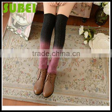 Japanese Winter Thick Soft Vertical Stripes Twist High Leg Warmers,colour Gradient Knitting Warm Heaps Sox Boots photo-3