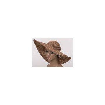 15cm Brim Taupe Raffia Sun Hats , 58cm Floppy Sun Hats For Party