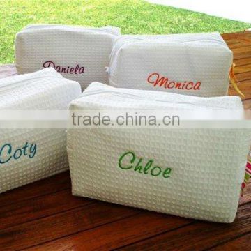 Personalized Waffle Weave Make Up Bags