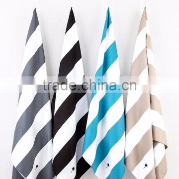 Microfiber Beach Towel with Travel Bag Classic Cabana Stripe Quick Dry Super Absorbent and Ultra Compact Travel Towel