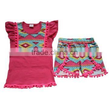 baby clothing wholesale children's boutique clothing baby clothes summer rose red sleeveless t-shirts match printing shorts