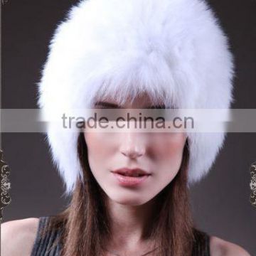 YR711 Fashion Fluffy Warm Real Fox Fur Knitted Women Hat