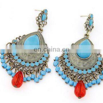 Fashion Vintage Bohemian Style Beads Tassel Gem Alloy Women's Earring