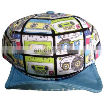 Fashion striped pattern printing elastic closure snapback cap/hat for kids