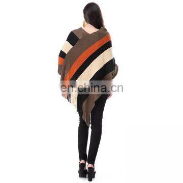 European Style Ladies Irregular Design Pullover Poncho Sweater With Tassel photo-2