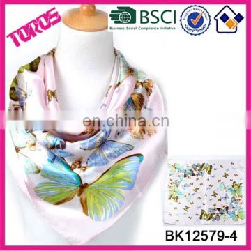 2015 Lady Neck Scarf Square Pure Silk Scarf Butterfly Design Scarf