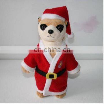 2017 Yiwu Factory Cheap Custom Stuffed Animal Mongoose Plush Toy With Christmas Clothes