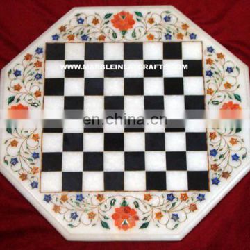 Chess Design Coffee Marble inlay Table Tops