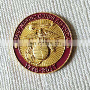 wholesale metal gold marine corps souvenir coin for 242nd birthday