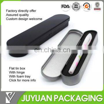 flat tin box with hinged lid and sponge for pen storage from tin products factory