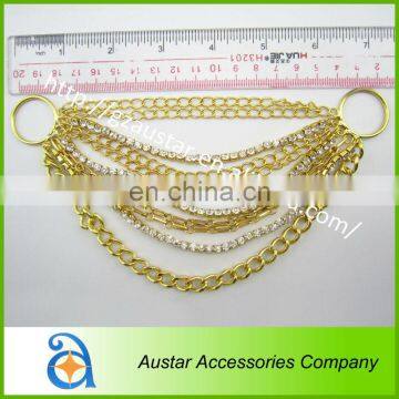 Chains swimsuit connectors,custom rhinestone metal decorative chains for bikini