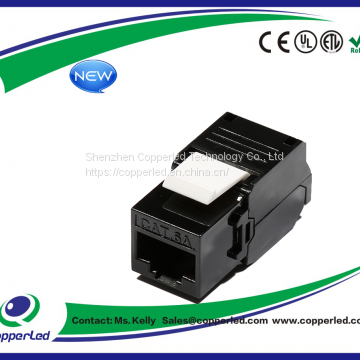 UTP Cat.6A Keystone jack 180 degree black color