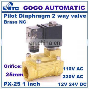 GOGO Normally Closed 2 Way Pilot Diaphragm Brass Electric 12v dc 24V 220V Water Pneumatic Solenoid Valve 1" BSP 25mm PX-25 NBR photo-3