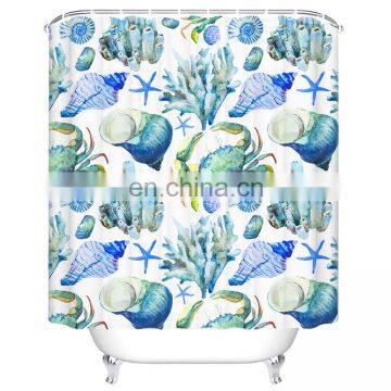 Custom Design Ocean Sea Star Patterns Mouldproof Shower Curtain Liner with Magnets