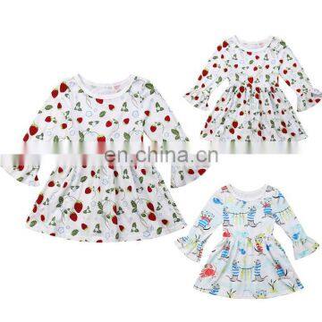 Kids Baby Girls Strawberry donosaur Long Sleeve Dress sea lion full  print Princess Party Tutu Dresses Clothes