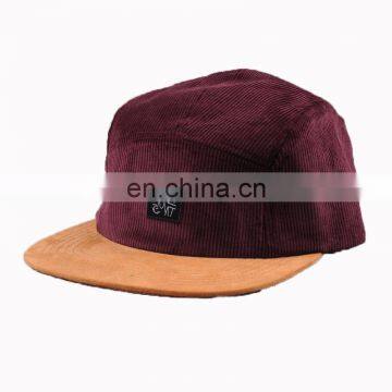 5 Panels Flat Brim Custom Corduroy Caps And Hats/Custom Corduroy 5 Panel Cap