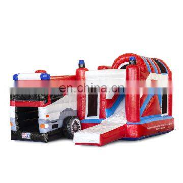 Blow Up Jump Houses Commercial Inflatable Fire Fighter Bounce House Combos With Slide