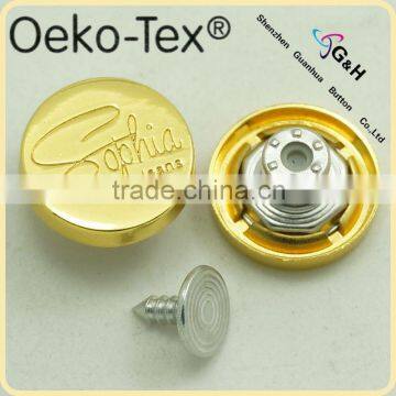 gold color jeans button zinc