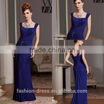 New Charming Pleated Blue Chiffon Straps Evening Gown 2014