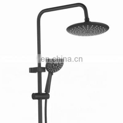 Adjustable Angle and Height Stainless Steel Black Round Shower Head Wall Mounted Waterfall Shower Set