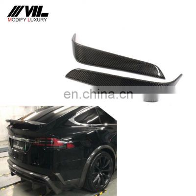 RZ Style Carbon Fiber Rear Bumper Canards for Tesla Model X 75D 90D P90D 100D P100D 2016-2018