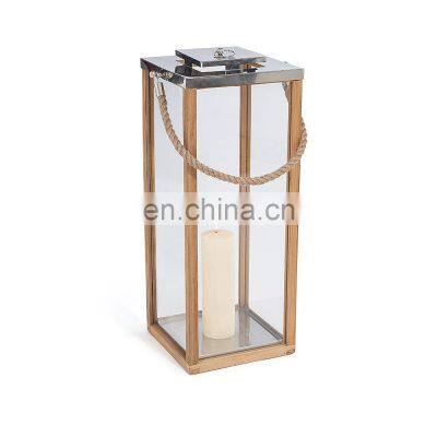 Decorative Home Wooden Steel Rechargeable Led Lantern,metal Lantern Decor On Sale