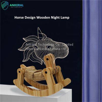 Creative Unicorn Design 3D Wooden Night Lamp