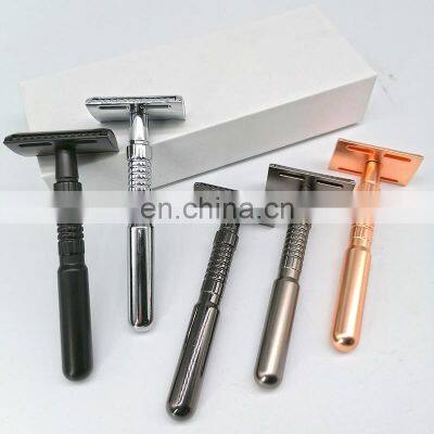 Colorful Matte Silver Stainless Steel Custom Double Edge Safety Shaving Razor for Men photo-4