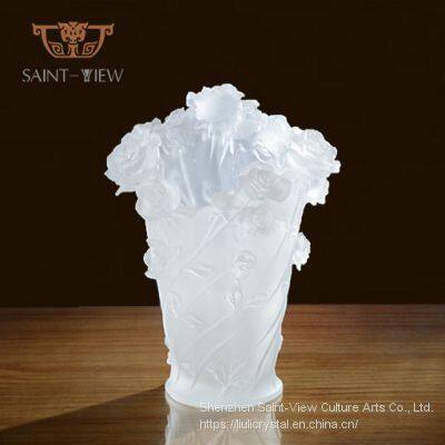 Wholesale liuli Crystal Rose Flower Vase For Wedding Centerpiece Decor