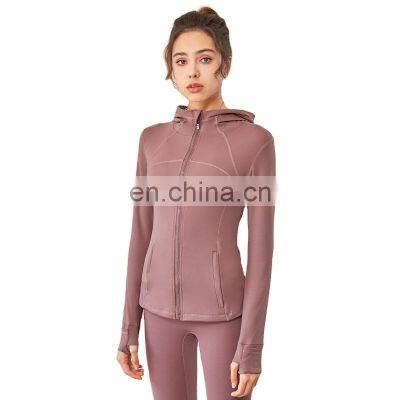 European and American fall/winter hooded sportswear women women's long-sleeved zipper tight-fitting yoga wear