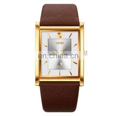 Newest Skmei 9256 Fashion Quartz Genuine Leather Design Wrist Men Luxury Watch