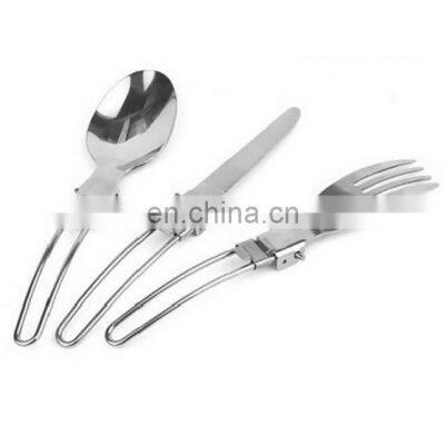 New Design Stainless Steel Folding Spoon Fork Knife Kitchen Cutlery Set photo-3