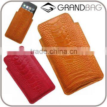 Guangzhou ostrich leg skin leather cell phone case for iPhone 6/6S smart mobile phone pouch