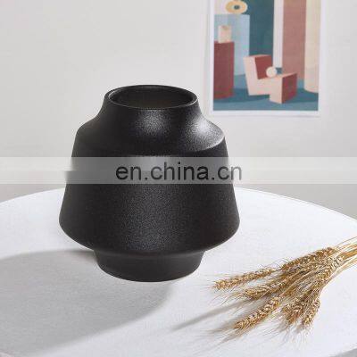 Modern Nordic Chinese Vase Matte Floor Porch Dry Flower Ikebana Vase Tabletop Vaso Ceramic Vase Black For Home Decor photo-2
