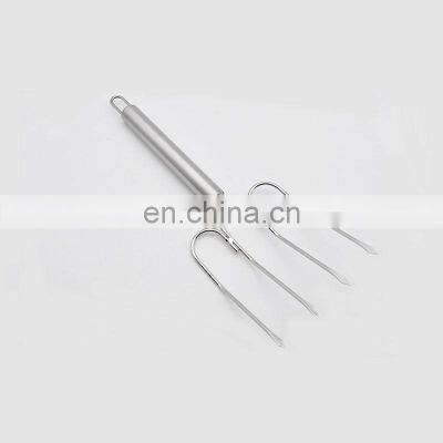 Durable Kitchen Stainless-Steel bbq grill rotisserie meat fork Turkey Chicken Lifter Fork
