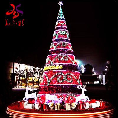 Decorated Wholesale 6.5FT Giant Outdoor&Indoor Realistic Green Pink Blue Christmas Decoration Prelit Lighting Artifical Christmas Tree photo-2