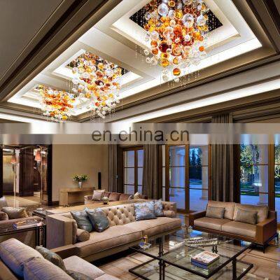 Modern Indoor Hall Ceiling Glass Blown Hanging Lamp Ball Pendant Light Bubble Ball Chandelier