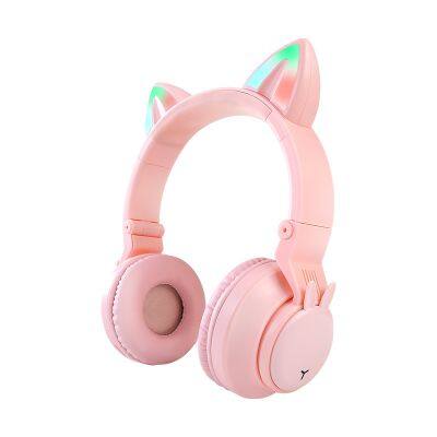 Pink Cat  Headphones audifonos bluetooth blue Cat ears Wireless Bluetooth Headset Purple Comic Two Dimensions Music  Headphones