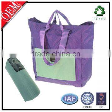 cheap folding nylon purple shopping women bag