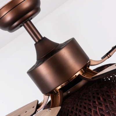 New Custom Rattan Ceiling Fan Light, Five Leaf Living Room Variable Frequency American Fan Light, （Wechat:13510231336） photo-2