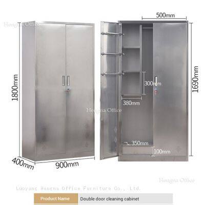 Armario de limpieza de acero inoxidable de ahorro de espacio con cerraduras de seguridad y asa integrada – Perfecto para las habitaciones de conserjería en oficinas comerciales photo-1