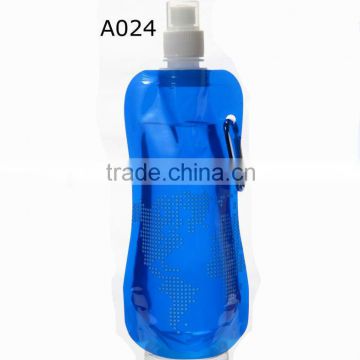 480ml/16oz BPA Free Foldable water bottle with carabiner