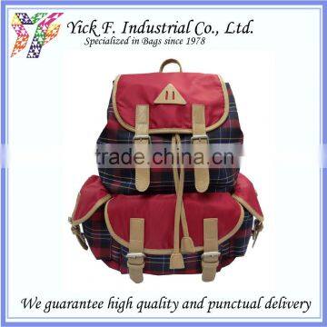 Muti-compartment Muti-pockets Plaid Polyester Picnic Backpack