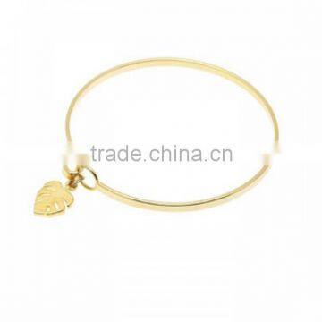 Gold Plated Stainless Steel Leaf Bracelet, Bangle Stand Designs